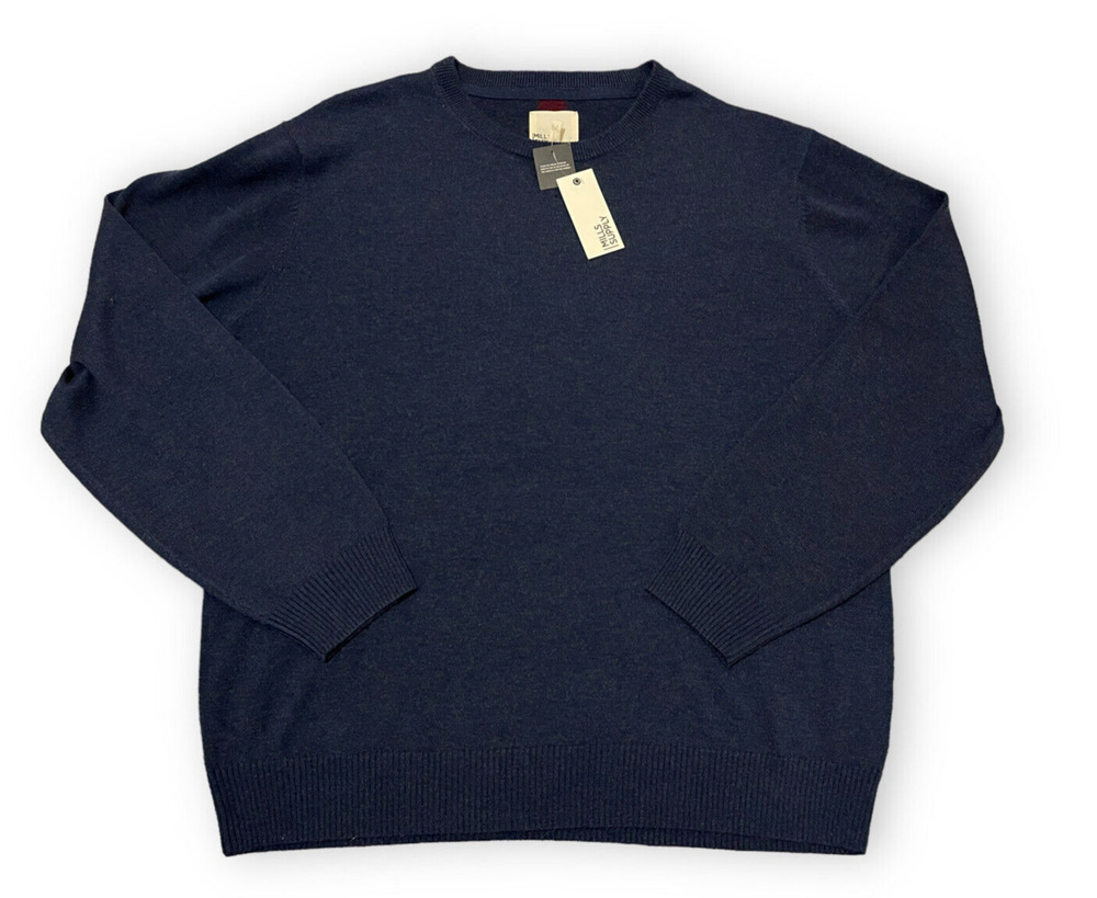 New Mills Supply Sweater Hudson Cashmere Blend Pullover Navy Men's Size XXL
